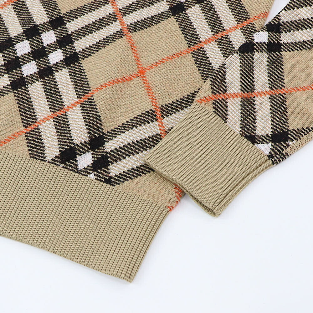 BURBERRY ニット ベージュ チェック柄 クルーネック 8093486