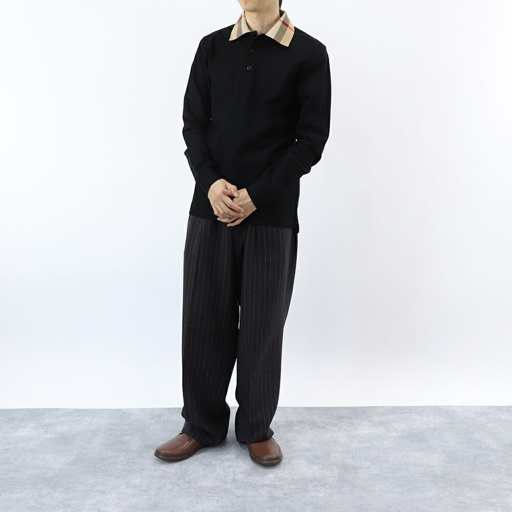 BURBERRY ポロシャツ ブラック 長袖ポロシャツ チェック柄 8098812