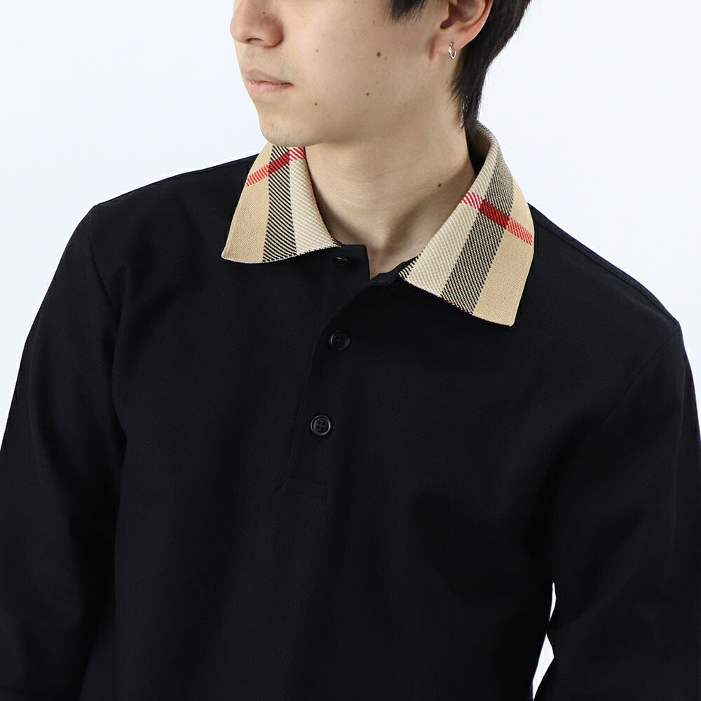 BURBERRY ポロシャツ ブラック 長袖ポロシャツ チェック柄 8098812