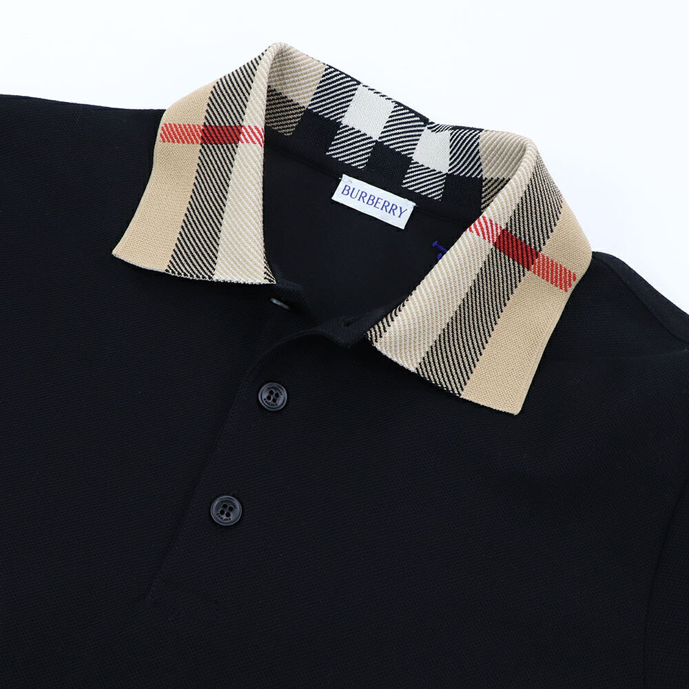 BURBERRY ポロシャツ ブラック 長袖ポロシャツ チェック柄 8098812