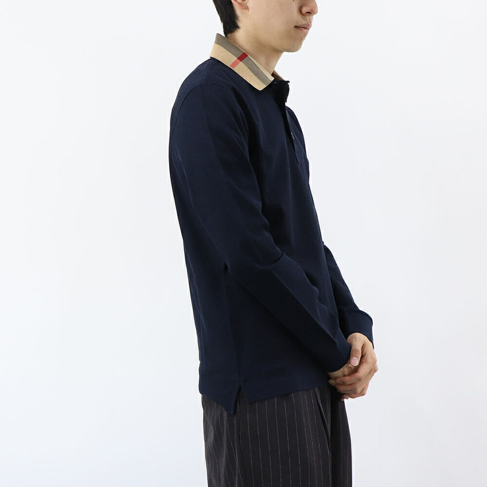 BURBERRY ポロシャツ ネイビー 長袖ポロシャツ チェック柄 8098813