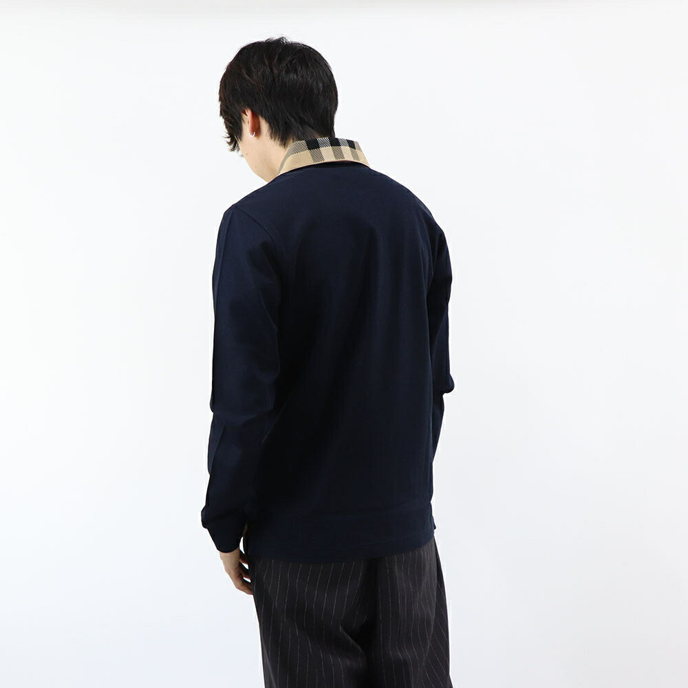 BURBERRY ポロシャツ ネイビー 長袖ポロシャツ チェック柄 8098813