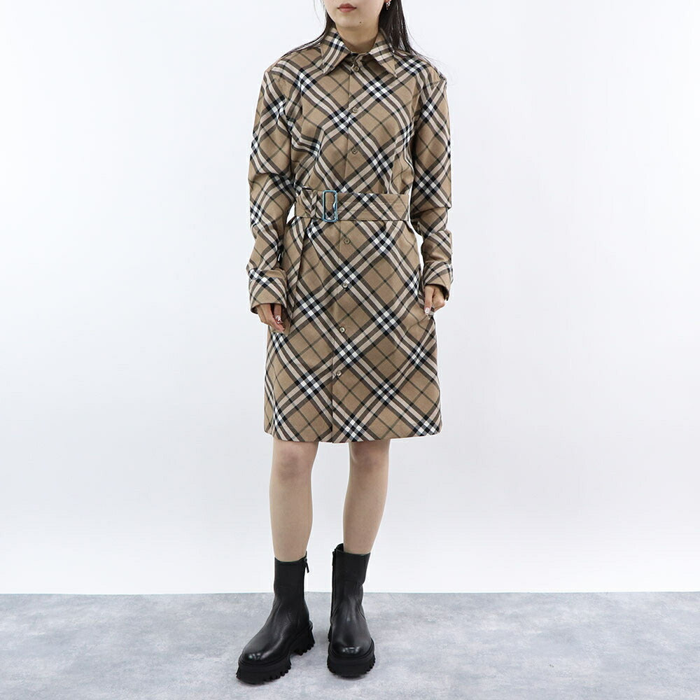 BURBERRY ワンピース ベージュ チェック柄 Aライン 8095080
