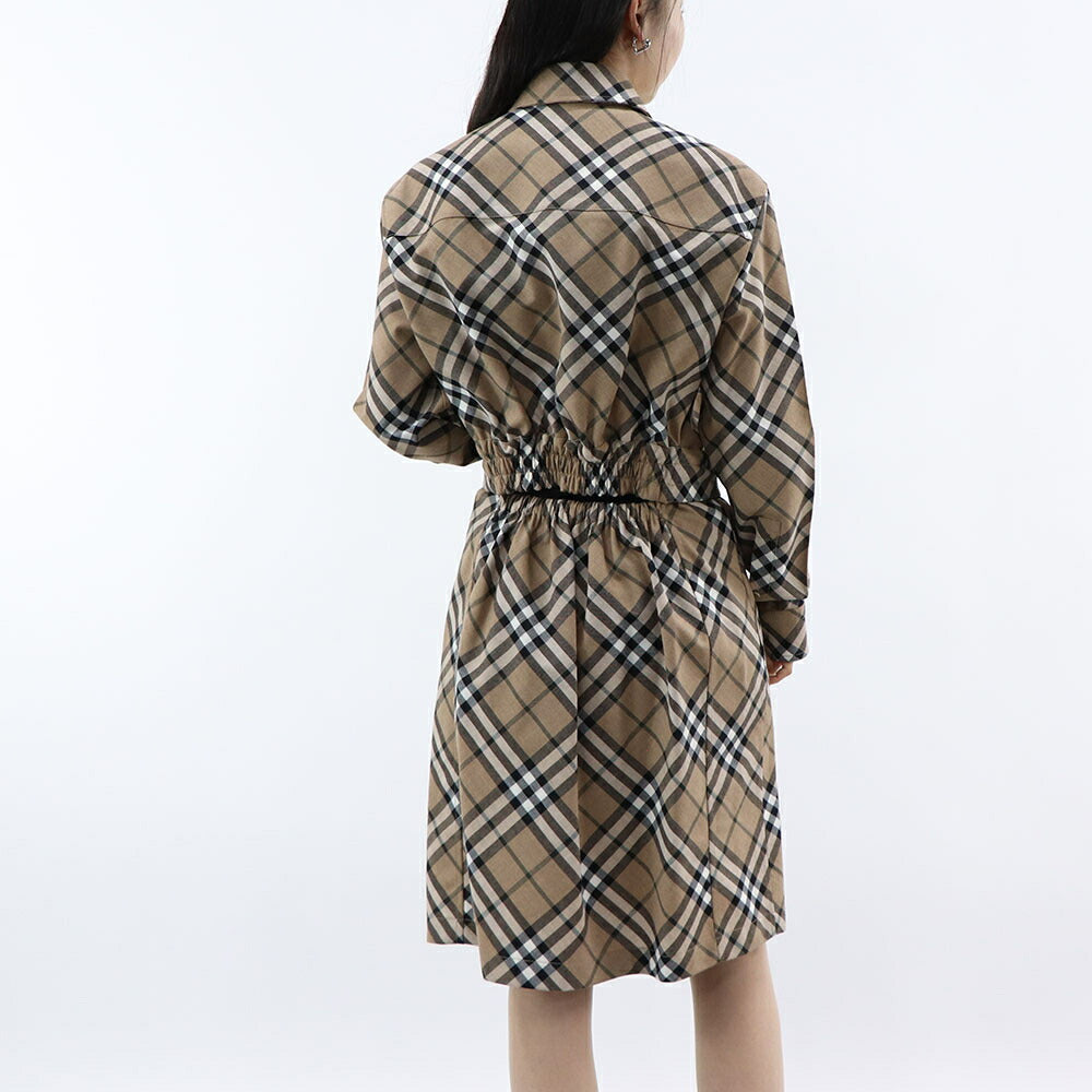 BURBERRY ワンピース ベージュ チェック柄 Aライン 8095080