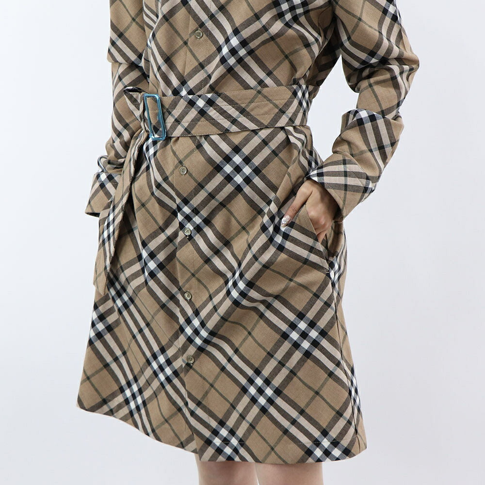 BURBERRY ワンピース ベージュ チェック柄 Aライン 8095080