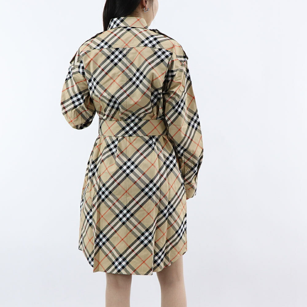 BURBERRY ワンピース ベージュ チェック柄 シャツドレス ラウンドテイル 8086610