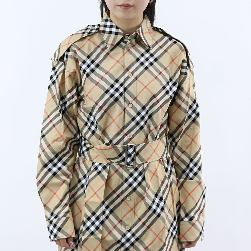 BURBERRY ワンピース ベージュ チェック柄 シャツドレス ラウンドテイル 8086610