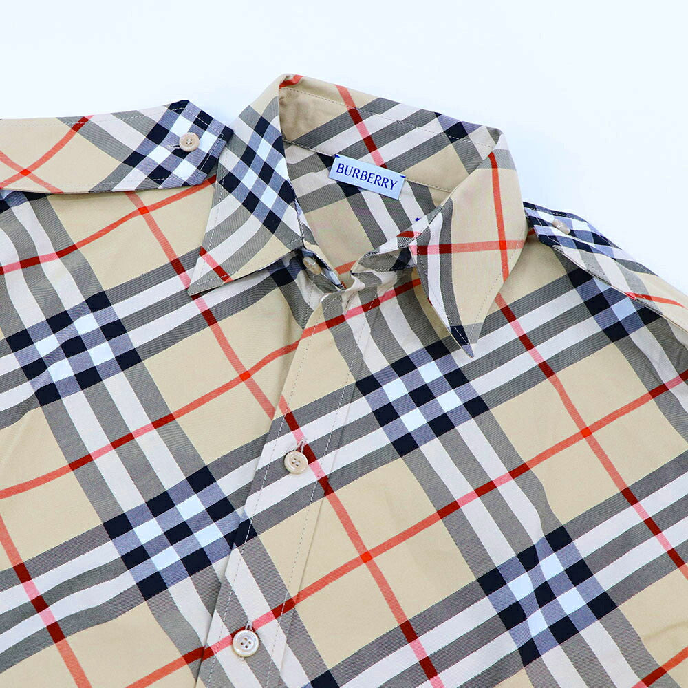 BURBERRY ワンピース ベージュ チェック柄 シャツドレス ラウンドテイル 8086610
