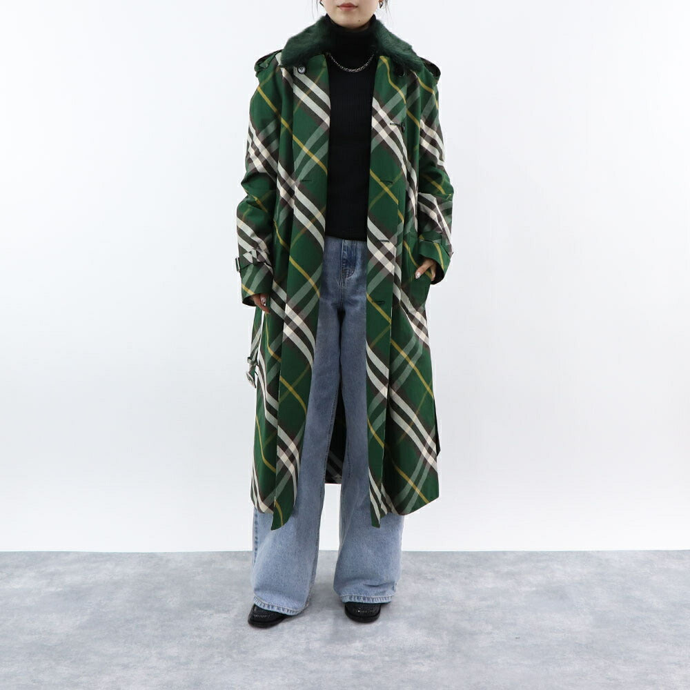 BURBERRY コート グリーン ロングコート チェック柄 8082165