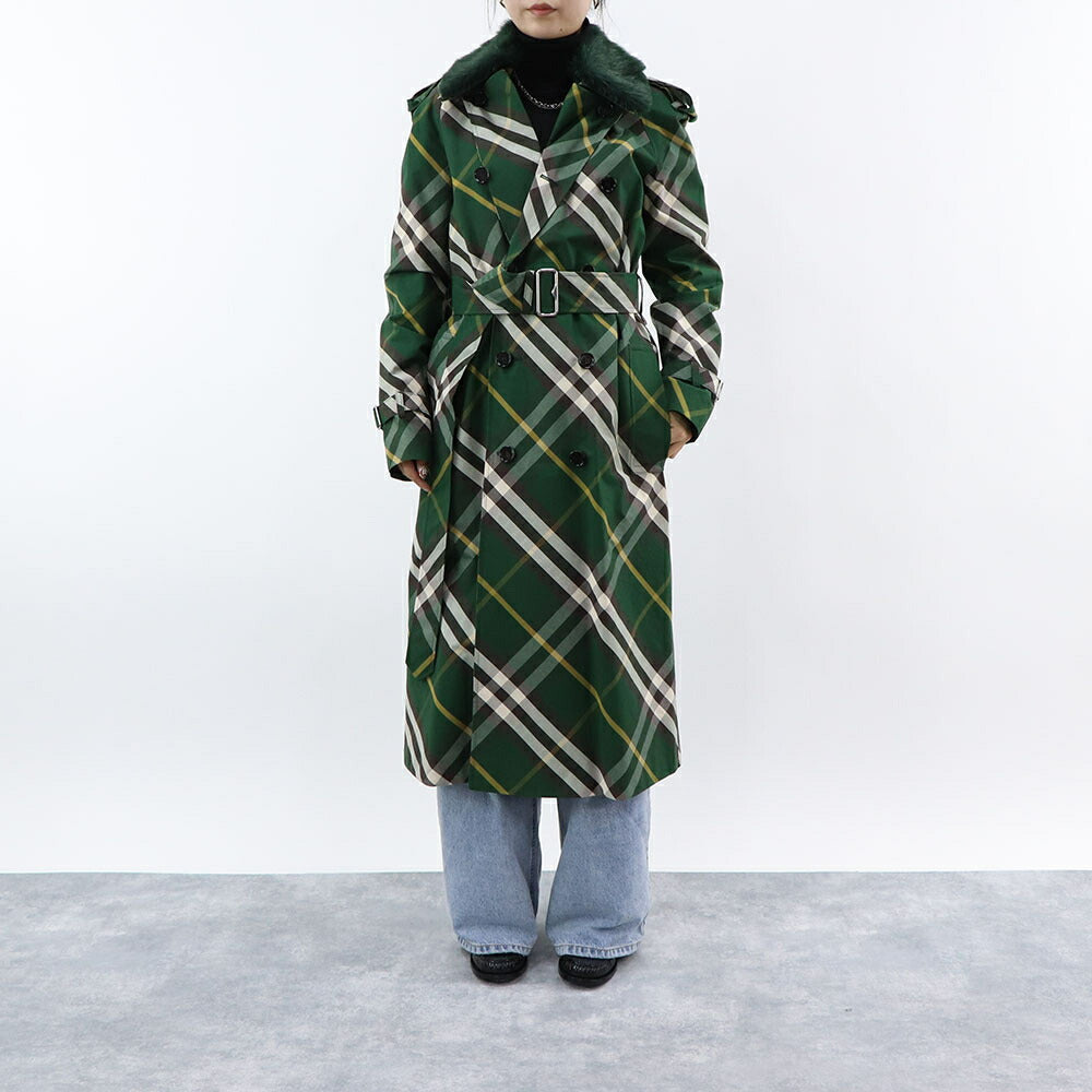 BURBERRY コート グリーン ロングコート チェック柄 8082165