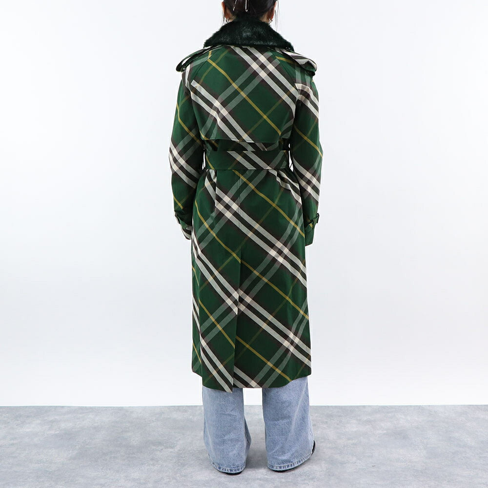 BURBERRY コート グリーン ロングコート チェック柄 8082165