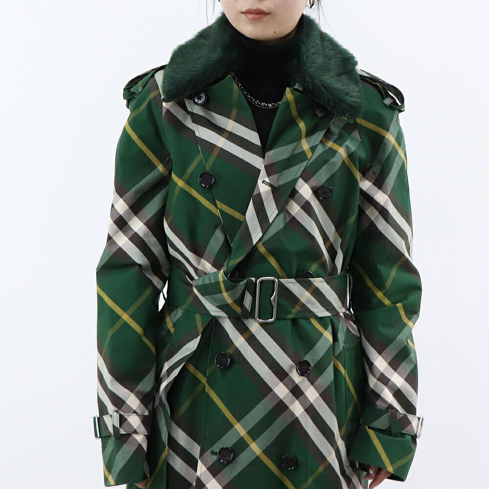 BURBERRY コート グリーン ロングコート チェック柄 8082165
