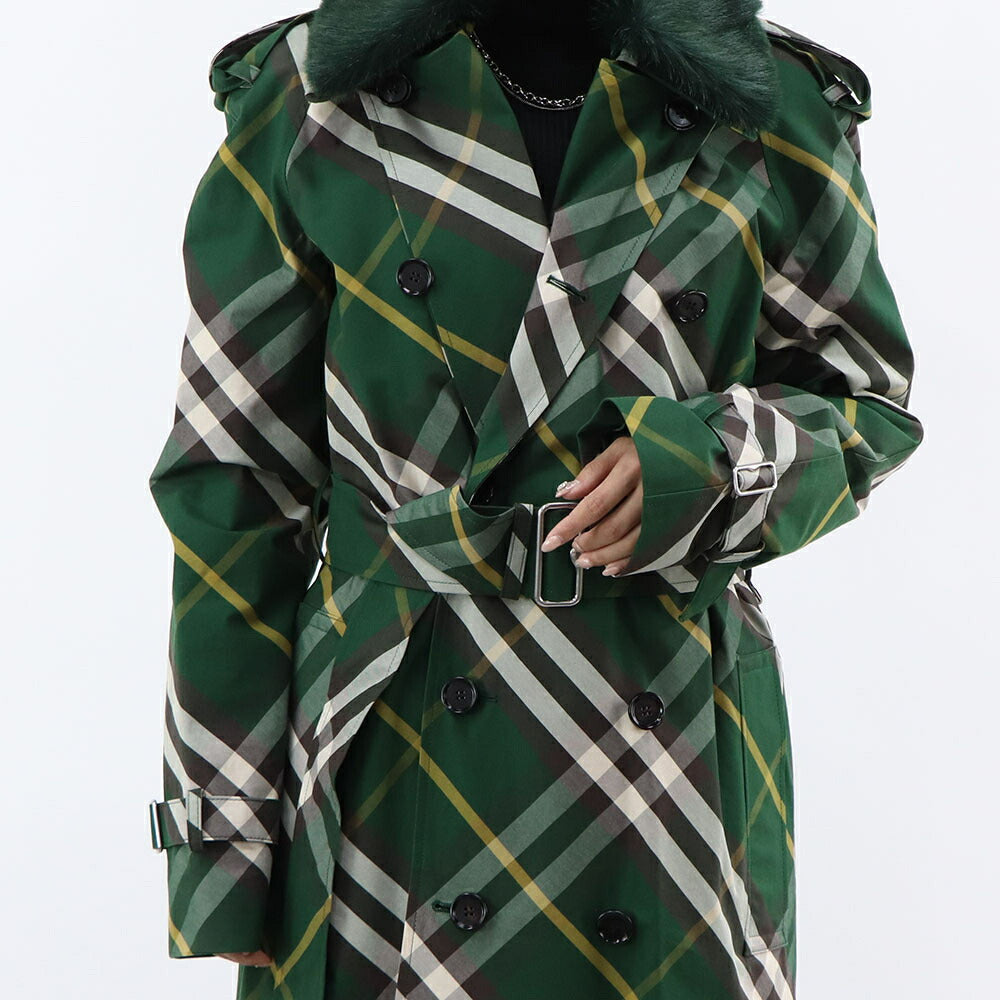 BURBERRY コート グリーン ロングコート チェック柄 8082165
