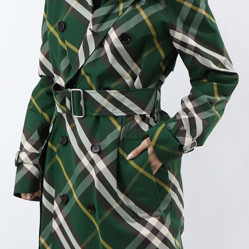 BURBERRY コート グリーン ロングコート チェック柄 8082165