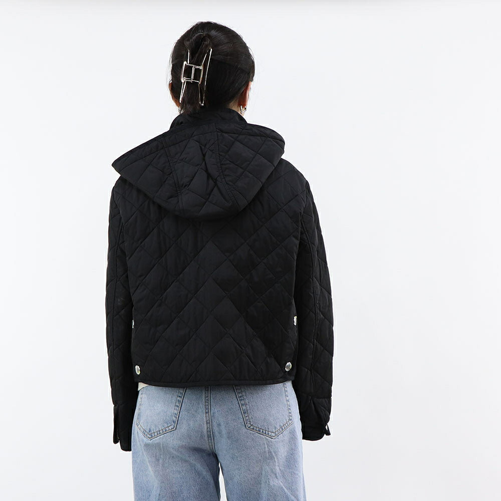 BURBERRY ジャケット ブラック キルティング フード付き ショート丈 8072798