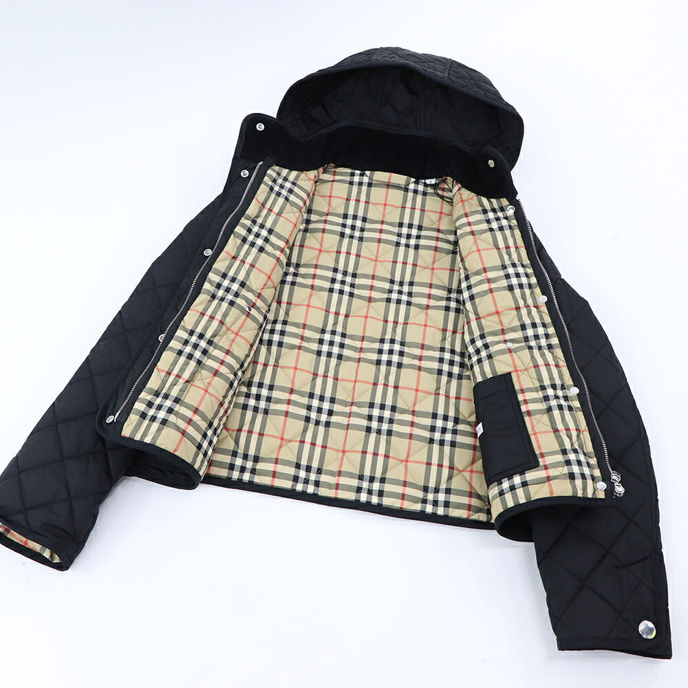 BURBERRY ジャケット ブラック キルティング フード付き ショート丈 8072798
