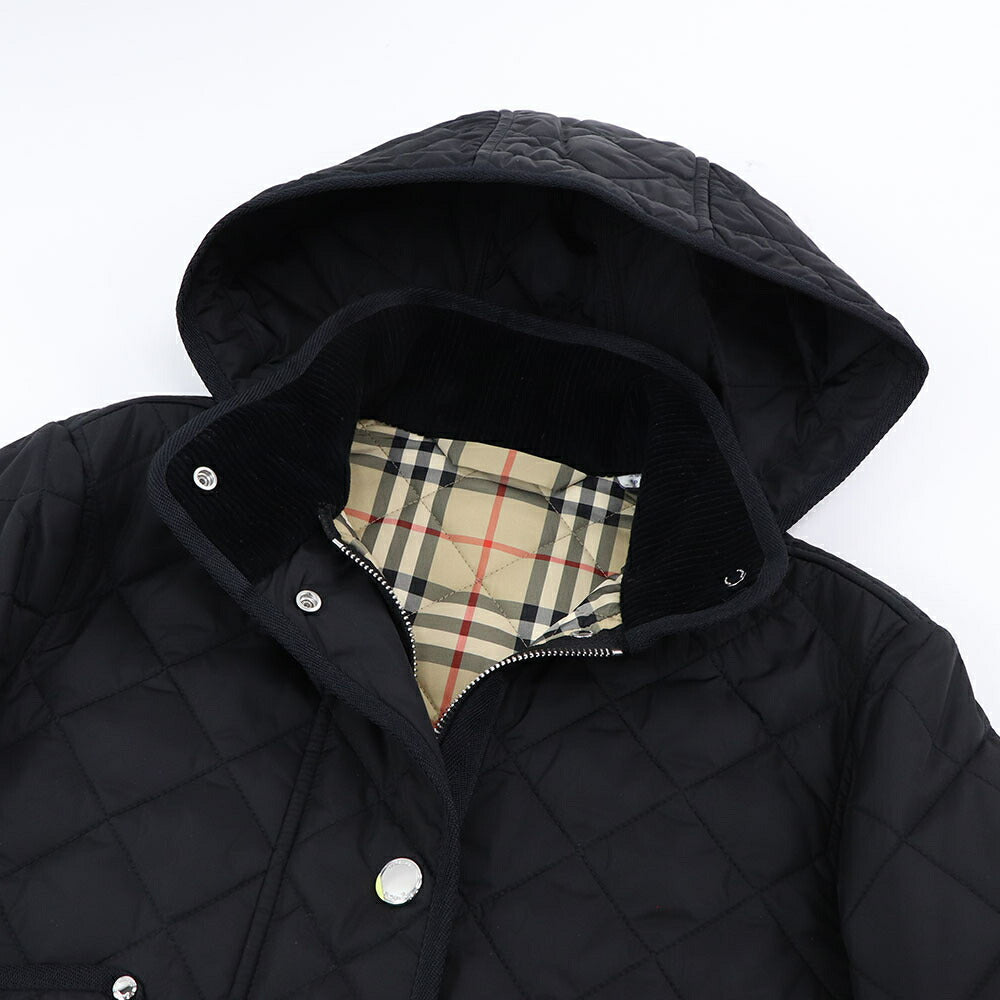 BURBERRY ジャケット ブラック キルティング フード付き ショート丈 8072798