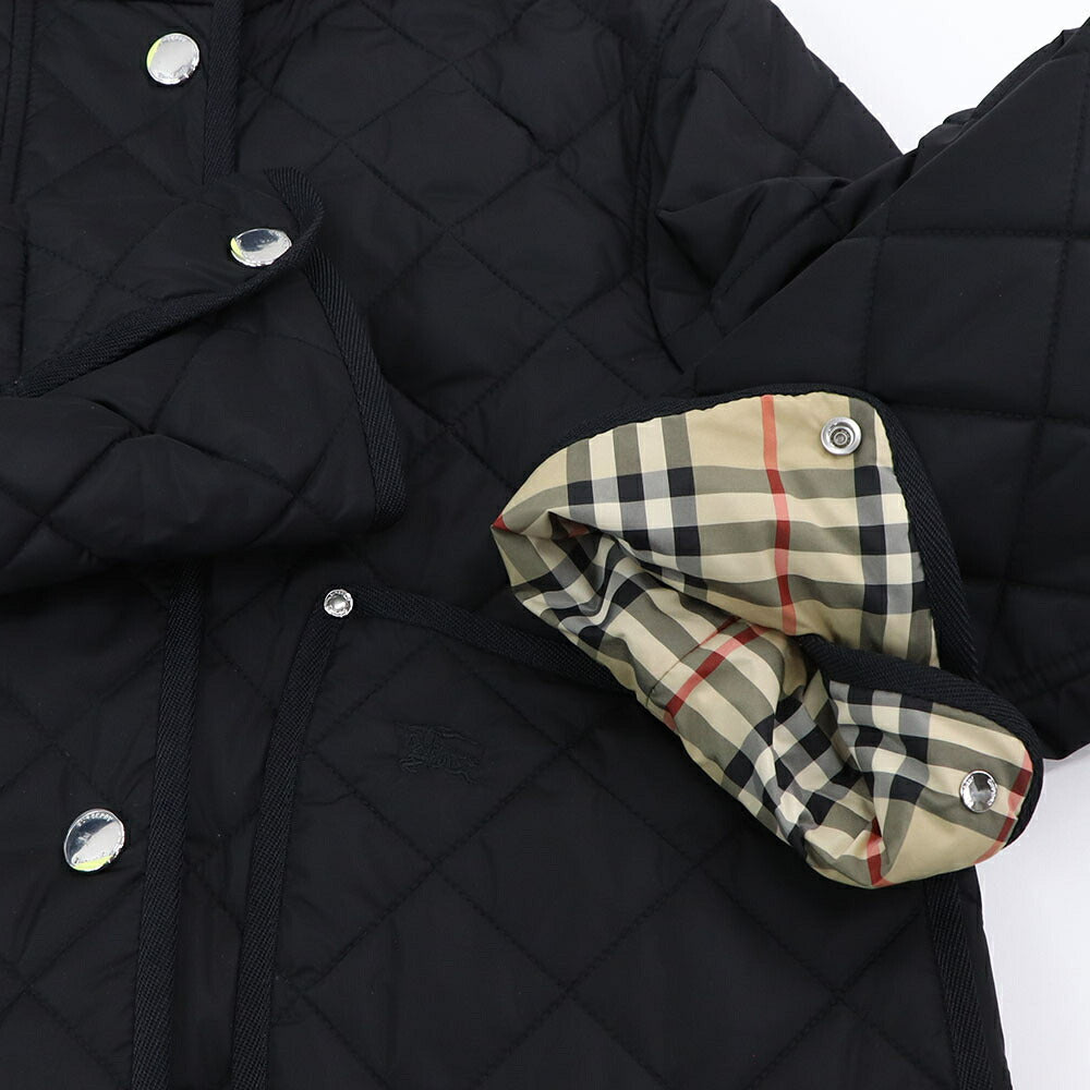 BURBERRY ジャケット ブラック キルティング フード付き ショート丈 8072798