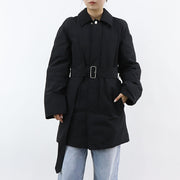 BURBERRY ブラック パディングデザインジャケット ベルト付き 8095486