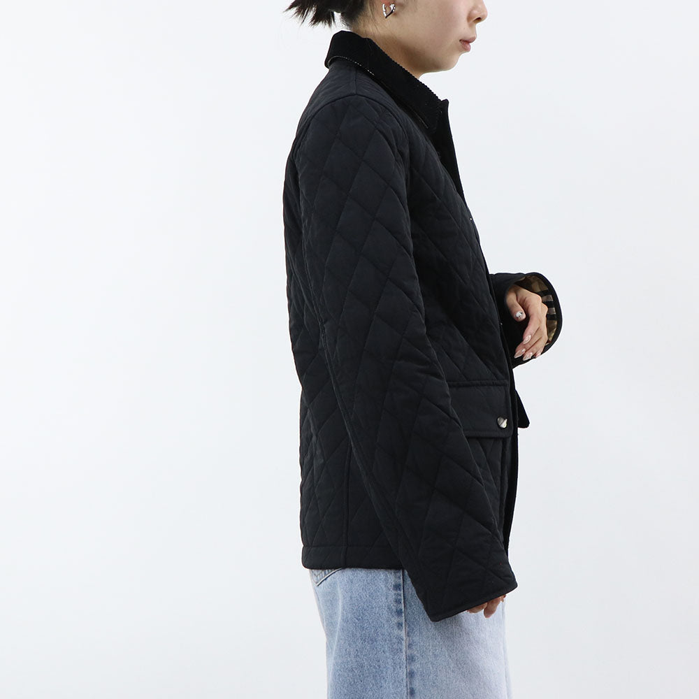 BURBERRY ブラック キルティング コーデュロイ ショートジャケット 8096917