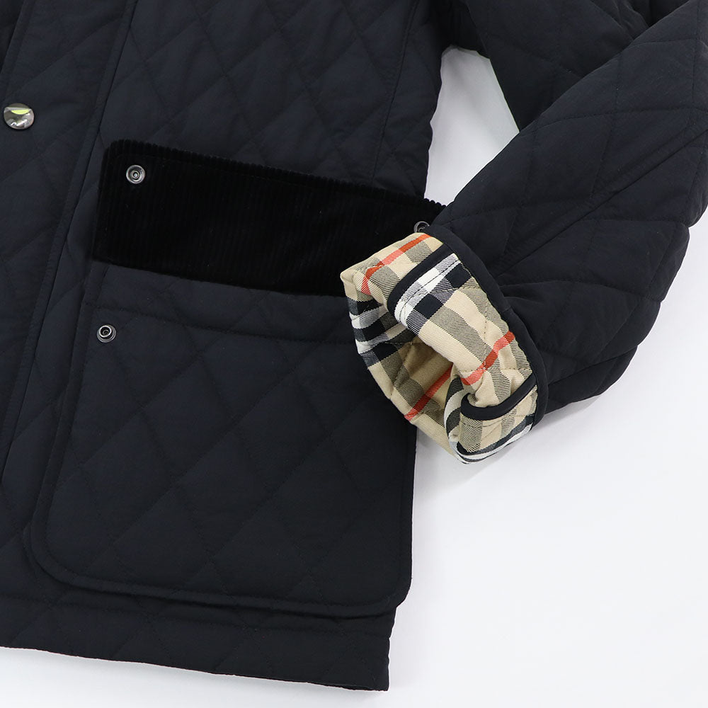 BURBERRY ブラック キルティング コーデュロイ ショートジャケット 8096917