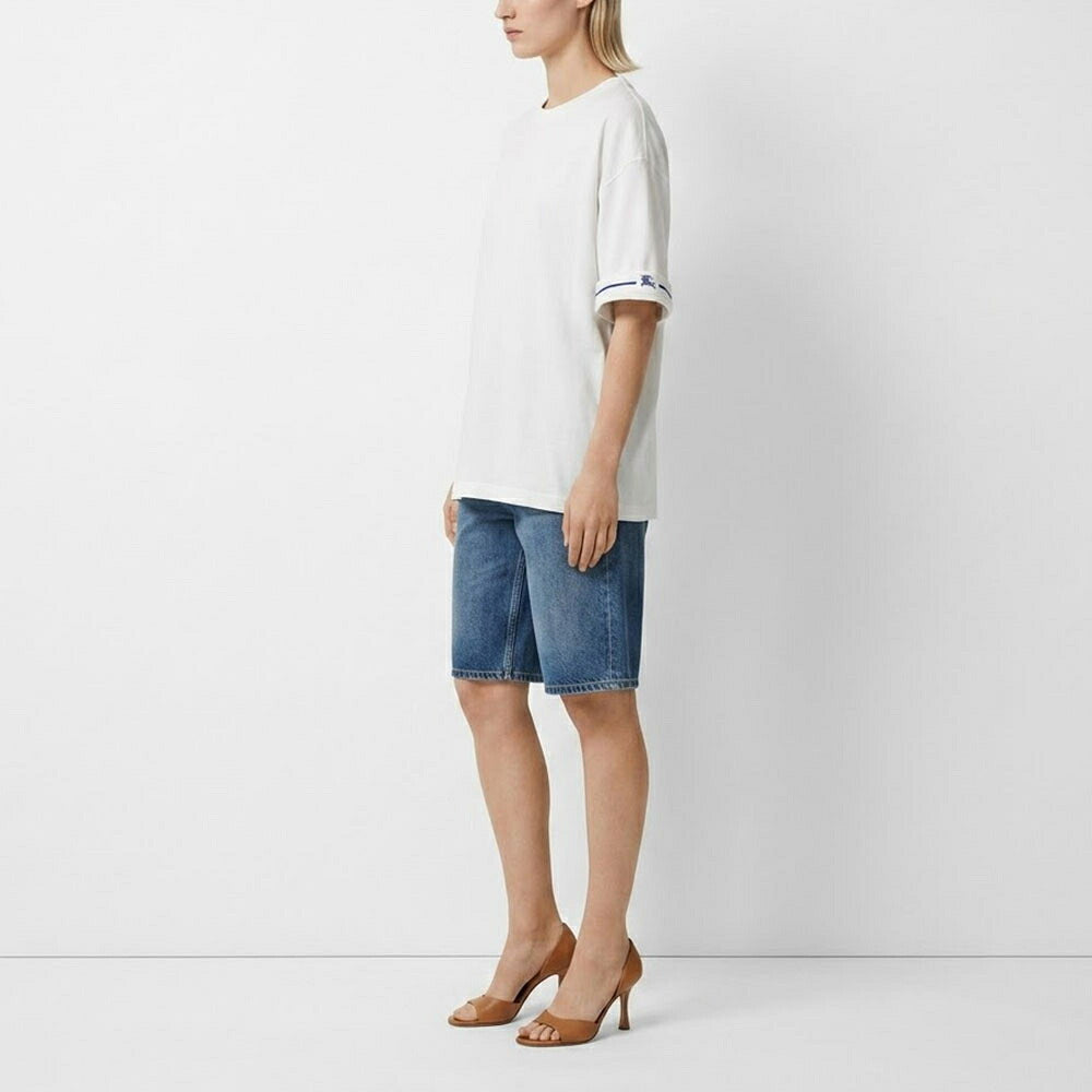 BURBERRY バーバリー メンズ トップス Tシャツ・カットソー ホワイト コットン ロールアップ ライン 半袖 8084783
