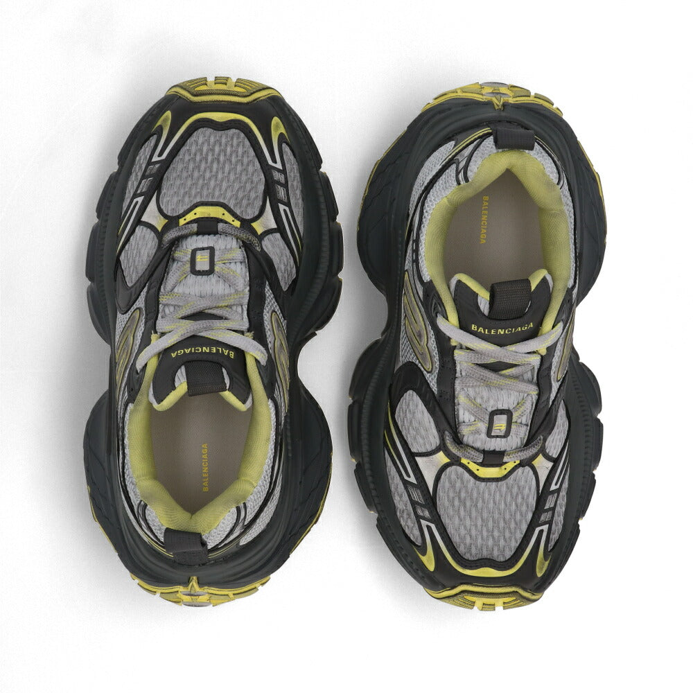 BALENCIAGA スニーカー 10XL グレー×イエロー ロゴ クッション 厚底 ローカット 792779 W2MV2 1097