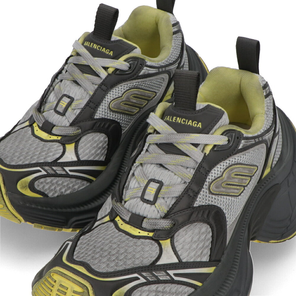 BALENCIAGA スニーカー 10XL グレー×イエロー ロゴ クッション 厚底 ローカット 792779 W2MV2 1097