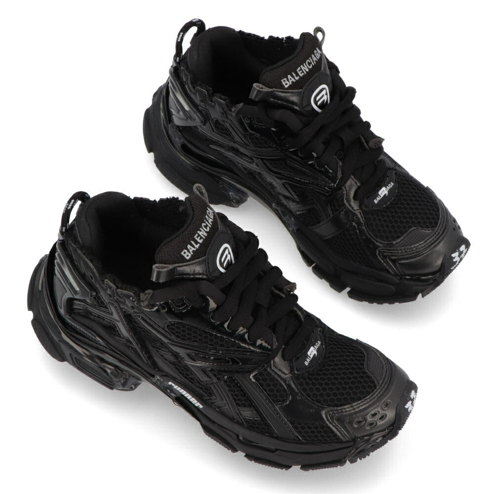 BALENCIAGA バレンシアガ レディース シューズ スニーカー ブラック 1100 ホワイト ポリウレタン ポリエステル ラバー ランナー 厚底 ロゴ 677402 W3RB1