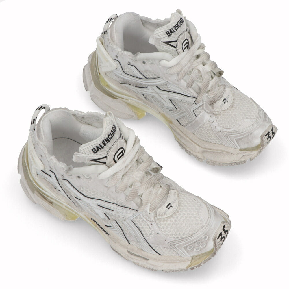 BALENCIAGA バレンシアガ レディース シューズ スニーカー ブラック 1100 ホワイト ポリウレタン ポリエステル ラバー ランナー 厚底 ロゴ 677402 W3RB1