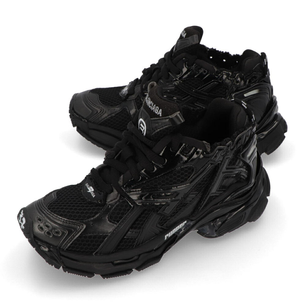 BALENCIAGA バレンシアガ レディース シューズ スニーカー ブラック 1100 ホワイト ポリウレタン ポリエステル ラバー ランナー 厚底 ロゴ 677402 W3RB1
