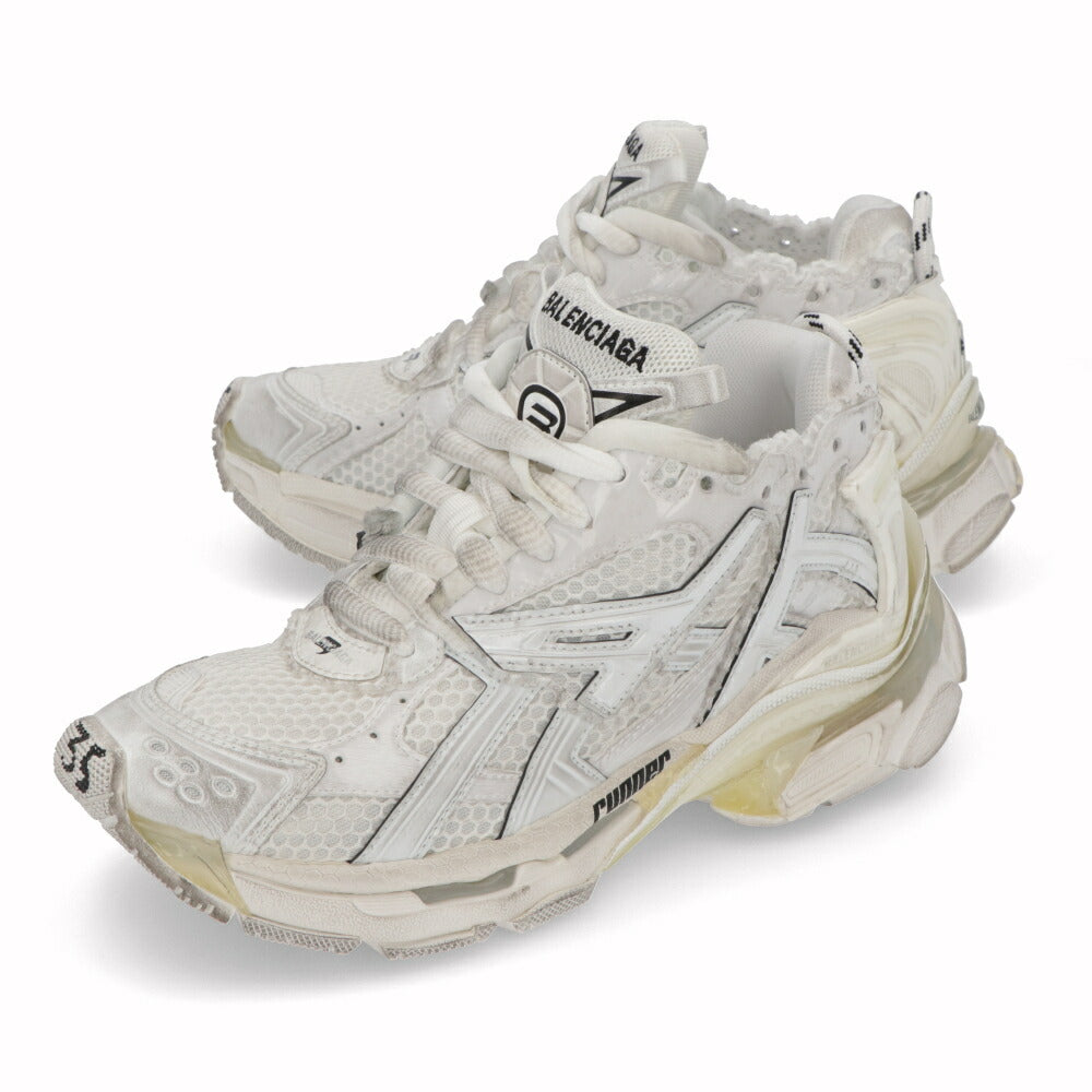 BALENCIAGA バレンシアガ レディース シューズ スニーカー ブラック 1100 ホワイト ポリウレタン ポリエステル ラバー ランナー 厚底 ロゴ 677402 W3RB1