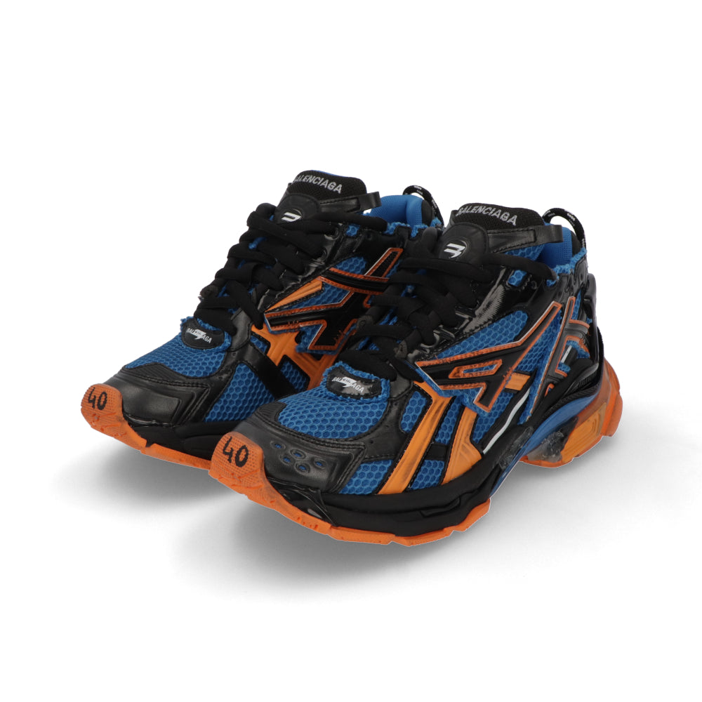 BALENCIAGA バレンシアガ メンズ シューズ スニーカー ブルー×オレンジ メッシュ ナイロン RUNNER ランナー ダッドシューズ ローカット 677403 W3RB3