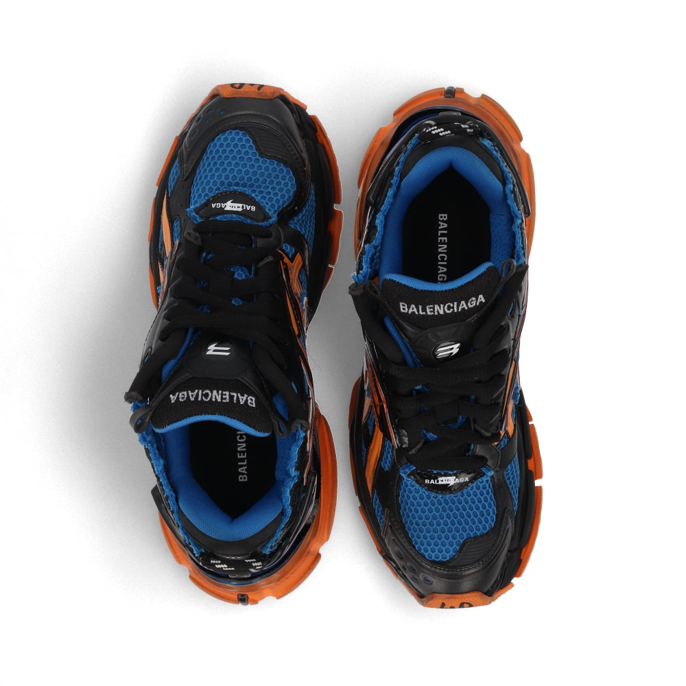 BALENCIAGA バレンシアガ メンズ シューズ スニーカー ブルー×オレンジ メッシュ ナイロン RUNNER ランナー ダッドシューズ ローカット 677403 W3RB3