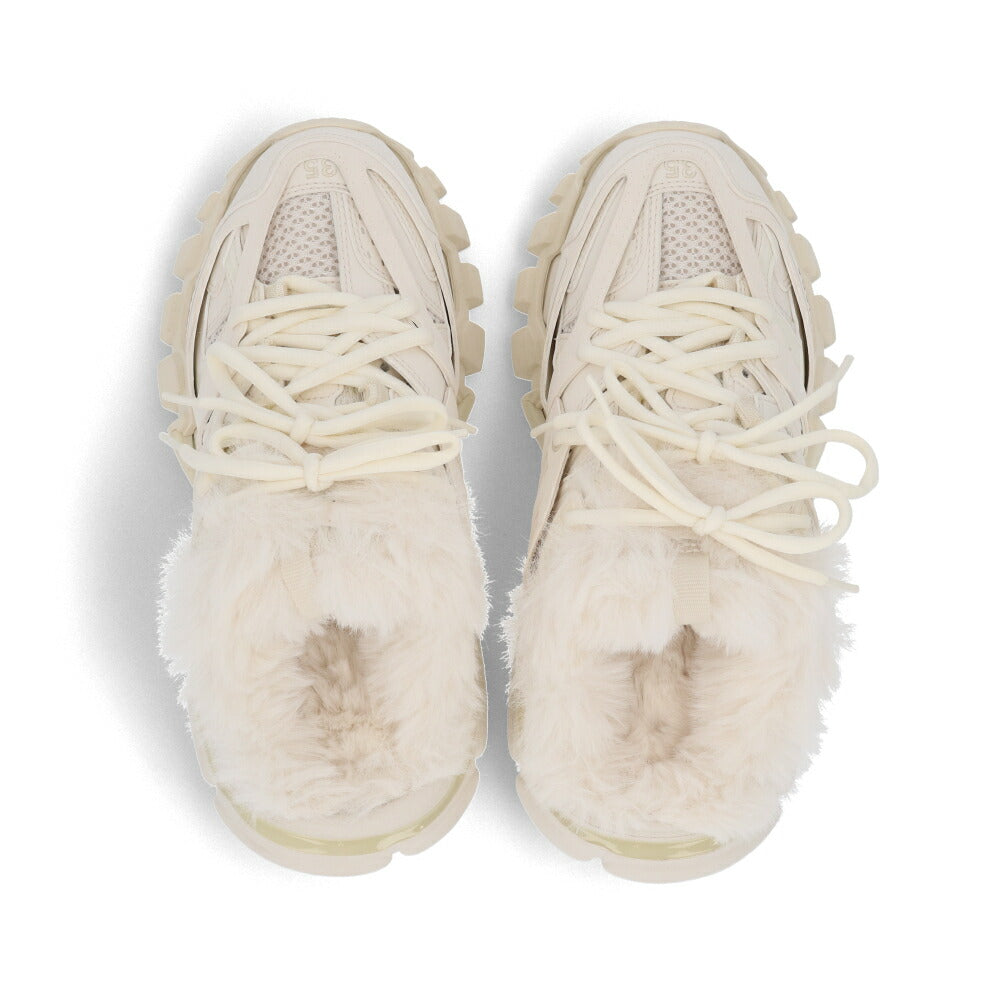 BALENCIAGA バレンシアガ レディース シューズ ライトベージュ ラバー メッシュ TRACK ファー ミュール 688676 W3CQ8