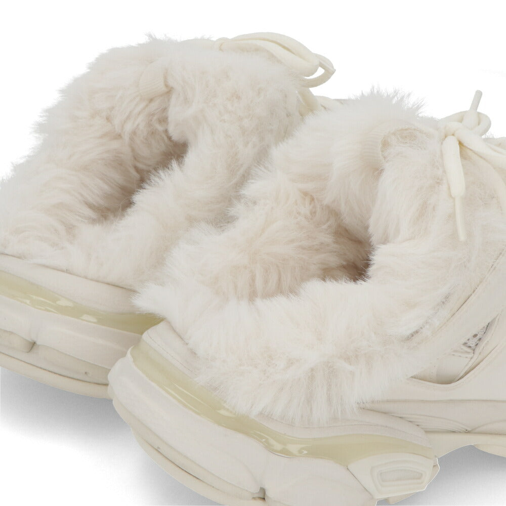 BALENCIAGA バレンシアガ レディース シューズ ライトベージュ ラバー メッシュ TRACK ファー ミュール 688676 W3CQ8
