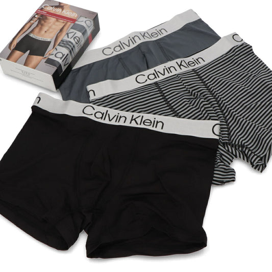 カルバンクライン Calvin Klein 下着 パンツ ボクサーパンツ - ブラック/グレー ブラック グレー/ボーダー/ブラック  CK 3枚セット アンダーウェア 無地 シンプル