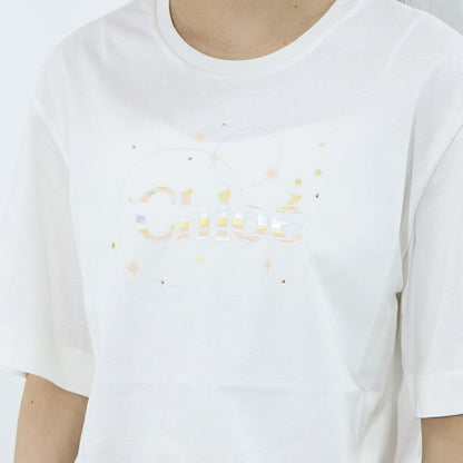 クロエ Chloe トップス Tシャツ・カットソー レディース ホワイト コットン Chloe Kids ロゴ クルーネック キッズモデル カットソー 半袖 C20111 117