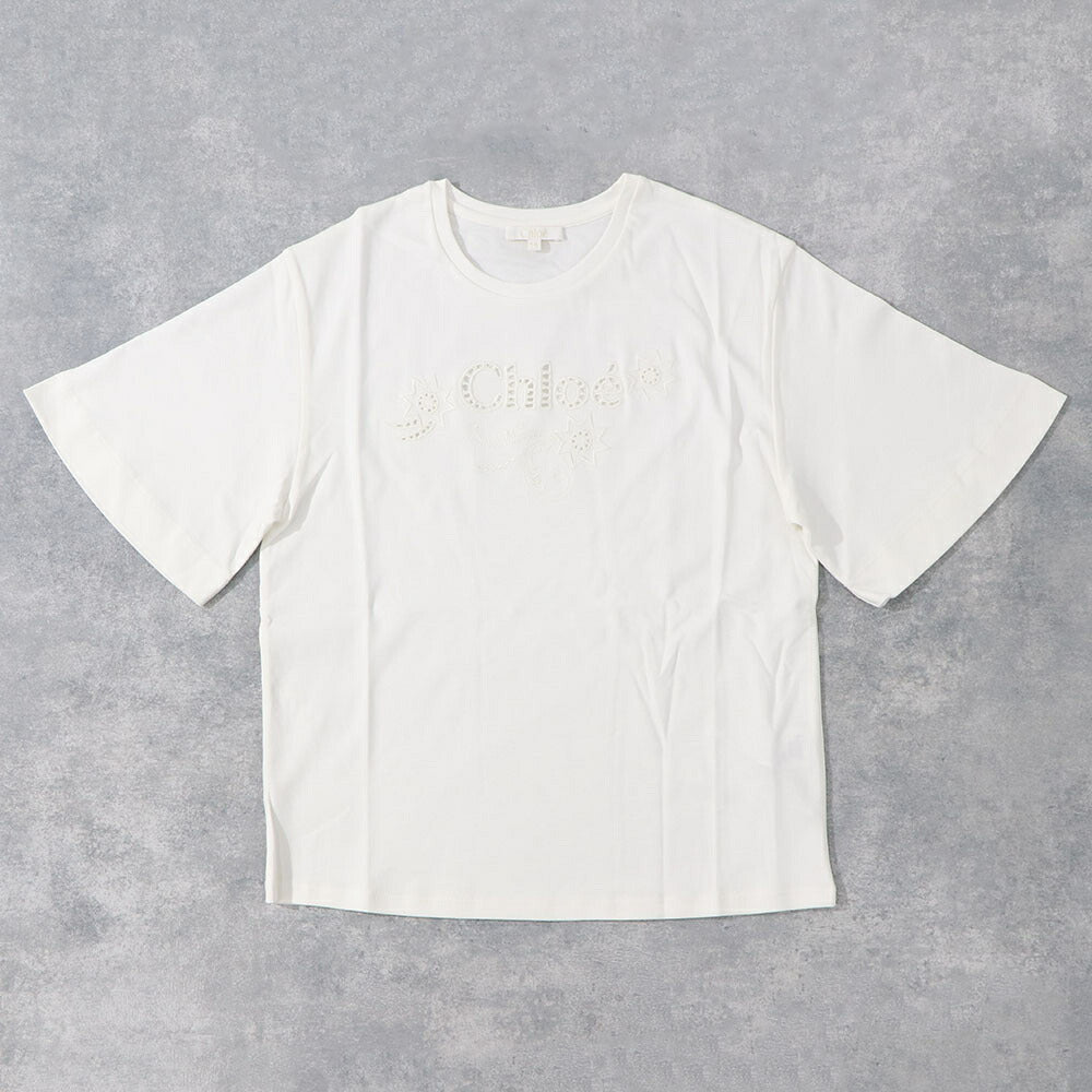 クロエ Chloe トップス Tシャツ・カットソー レディース ホワイト コットン Chloe Kids ロゴ クルーネック キッズモデル カットソー 半袖 C20109 117