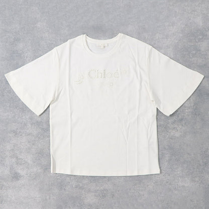 クロエ Chloe トップス Tシャツ・カットソー レディース ホワイト コットン Chloe Kids ロゴ クルーネック キッズモデル カットソー 半袖 C20109 117