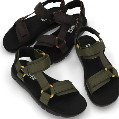 CAMPER サンダル ORUGA ブラウン グリーン レザー オルガ スポーツサンダル K100416