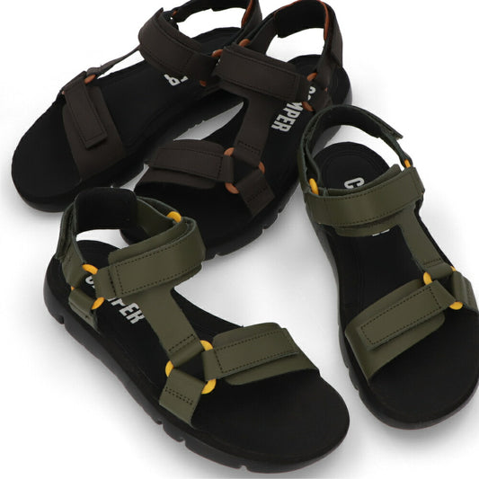 CAMPER サンダル ORUGA ブラウン グリーン レザー オルガ スポーツサンダル K100416