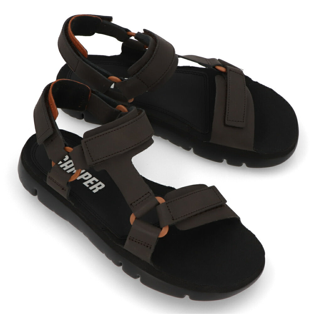 CAMPER サンダル ORUGA ブラウン グリーン レザー オルガ スポーツサンダル K100416