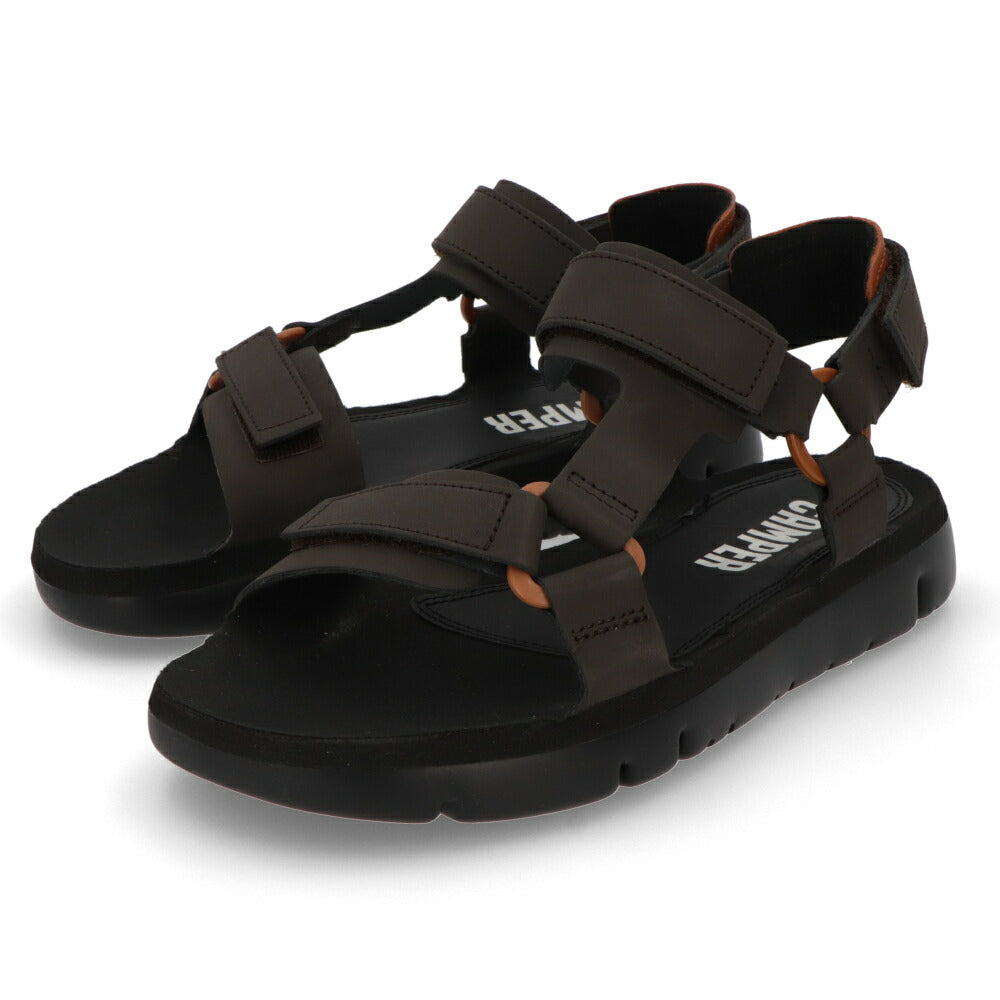 CAMPER サンダル ORUGA ブラウン グリーン レザー オルガ スポーツサンダル K100416