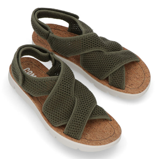 CAMPER サンダル Oruga グリーン テキスタイル オルガ クロスストラップ メッシュサンダル K201562