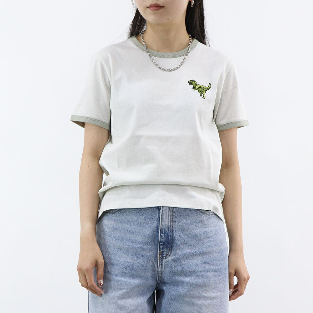 COACH Tシャツ ライトグレー レキシー 恐竜 ワンポイント 半袖 CZ457