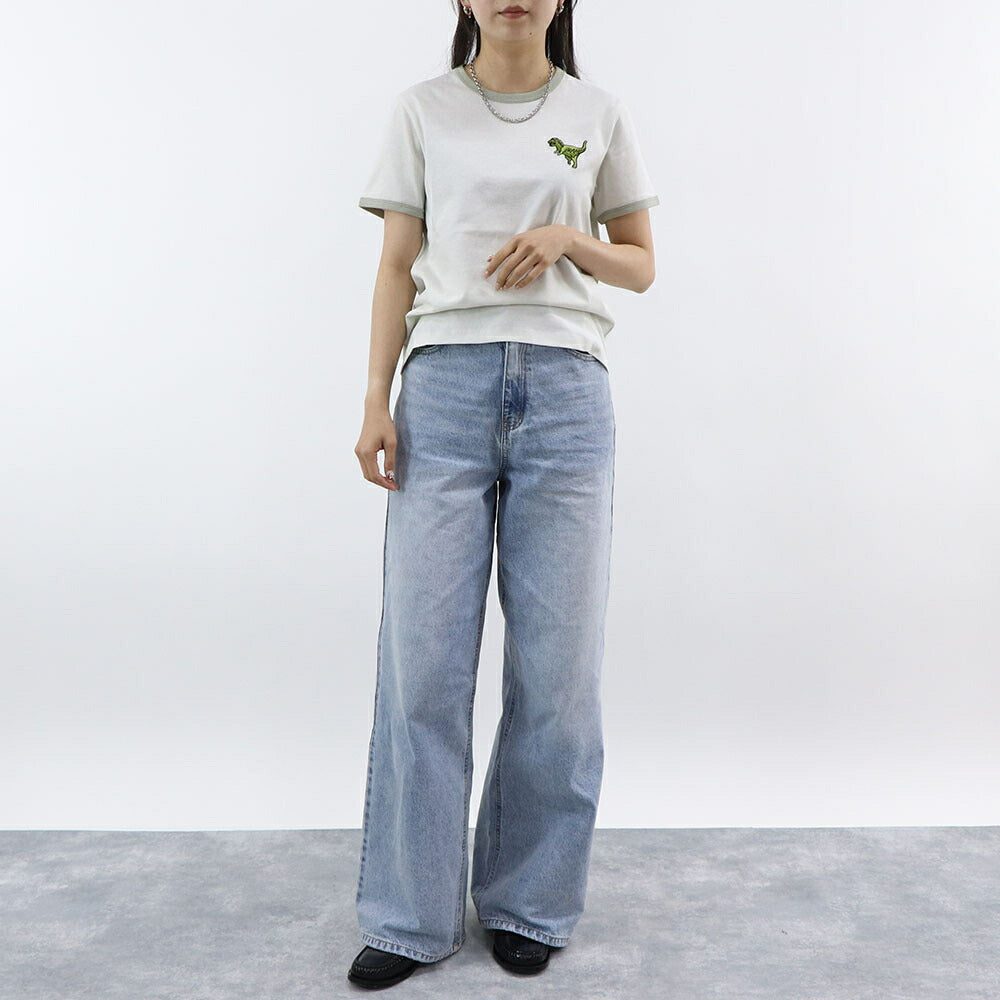 COACH Tシャツ ライトグレー レキシー 恐竜 ワンポイント 半袖 CZ457