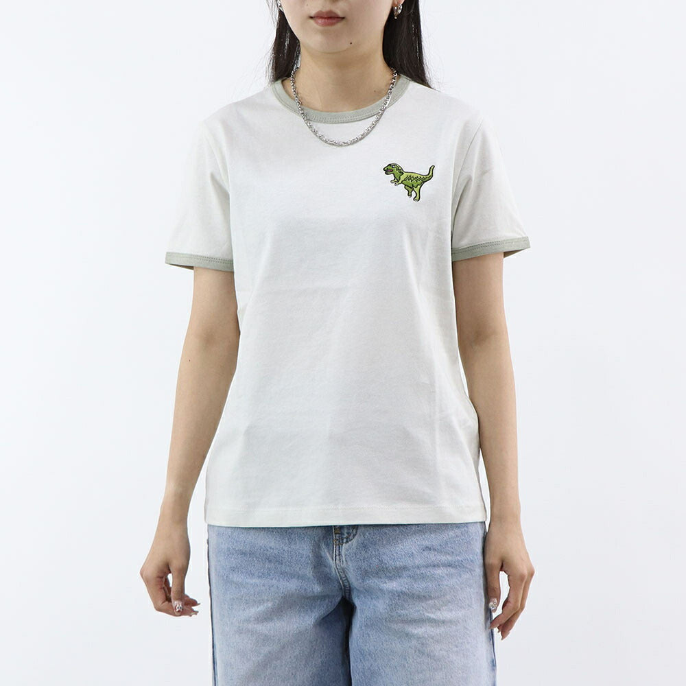 COACH Tシャツ ライトグレー レキシー 恐竜 ワンポイント 半袖 CZ457