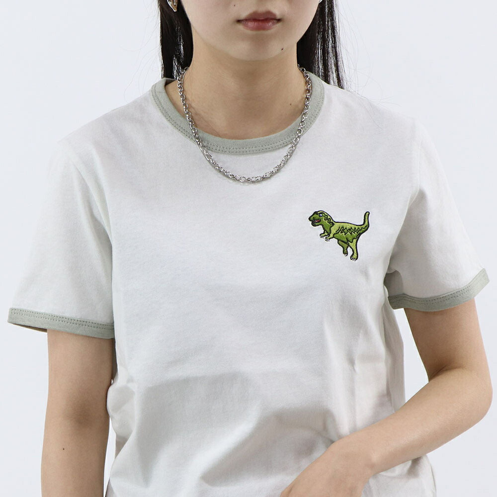 COACH Tシャツ ライトグレー レキシー 恐竜 ワンポイント 半袖 CZ457