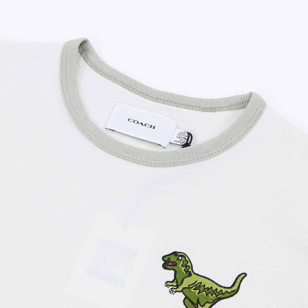 COACH Tシャツ ライトグレー レキシー 恐竜 ワンポイント 半袖 CZ457